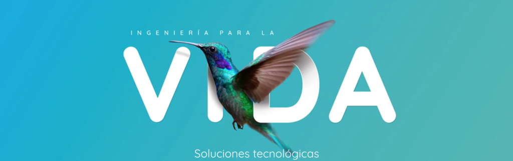 Fondo con un colibrí y el logo de i4life: Ingeniería para la vida